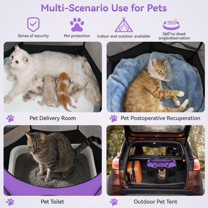 Siedihit Dog Cat Playpen, Puppy Pet Playpen Indoor for Small Dog Crate Tent Cage Outdoor, Portable Pop Up Dogs Enclosure Kennel with Carrying Case for Dogs/Cats/Rabbits(Grey, Small