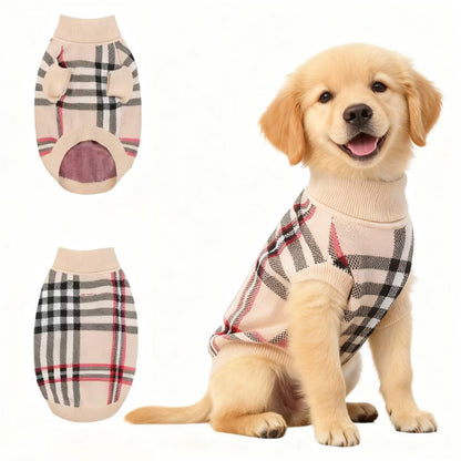 Small/Medium Dog Sweater, Warm Dog Winter Coat w/Sleeves, Comfortable High Neck & Leash Hole, Premium Dog Clothes for Schnauzer-Best for Holidays, Daily Walks M Apricot