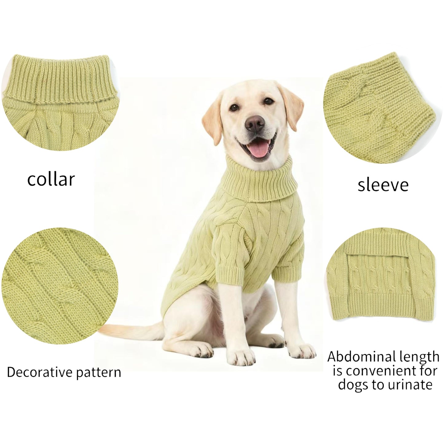 Small/Medium Dog Sweater, Warm Dog Winter Coat w/Sleeves, Comfortable High Neck & Leash Hole, Premium Dog Clothes for Schnauzer-Best for Holidays, Daily Walks M Apricot