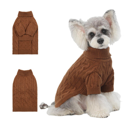 Small/Medium Dog Sweater, Warm Dog Winter Coat w/Sleeves, Comfortable High Neck & Leash Hole, Premium Dog Clothes for Schnauzer-Best for Holidays, Daily Walks M Apricot