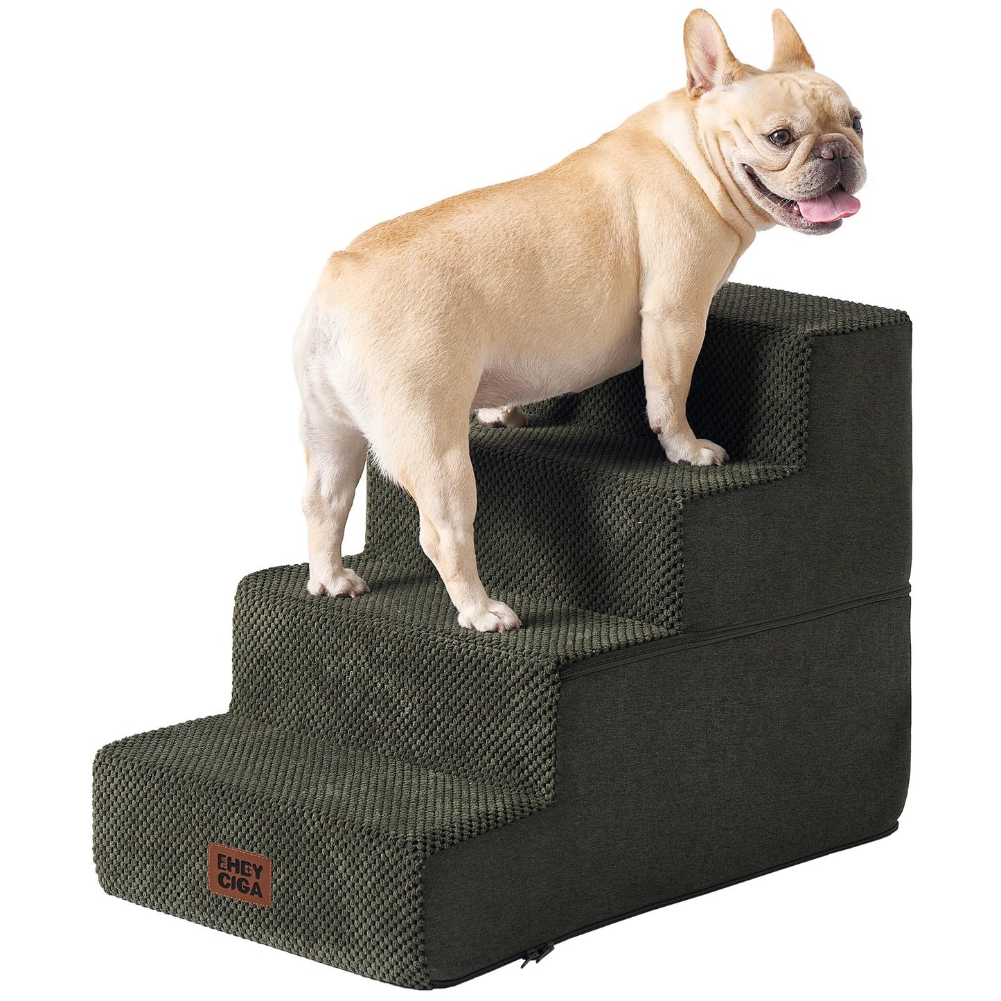 EHEYCIGA Dog Stairs for Bed 18" H, 4-Step Dog Steps for High Bed, Pet Steps for Small Dogs and Cats, Non-Slip Balanced Pet Ramp Indoor, Grey