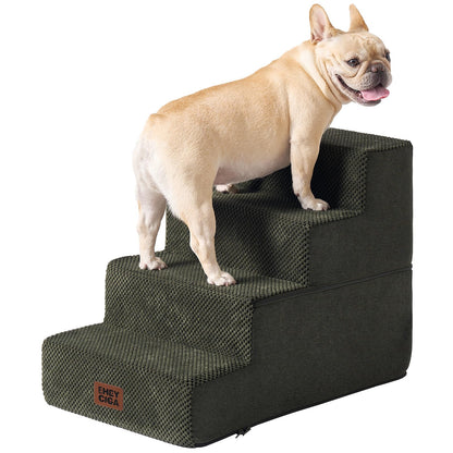 EHEYCIGA Dog Stairs for Bed 18" H, 4-Step Dog Steps for High Bed, Pet Steps for Small Dogs and Cats, Non-Slip Balanced Pet Ramp Indoor, Grey