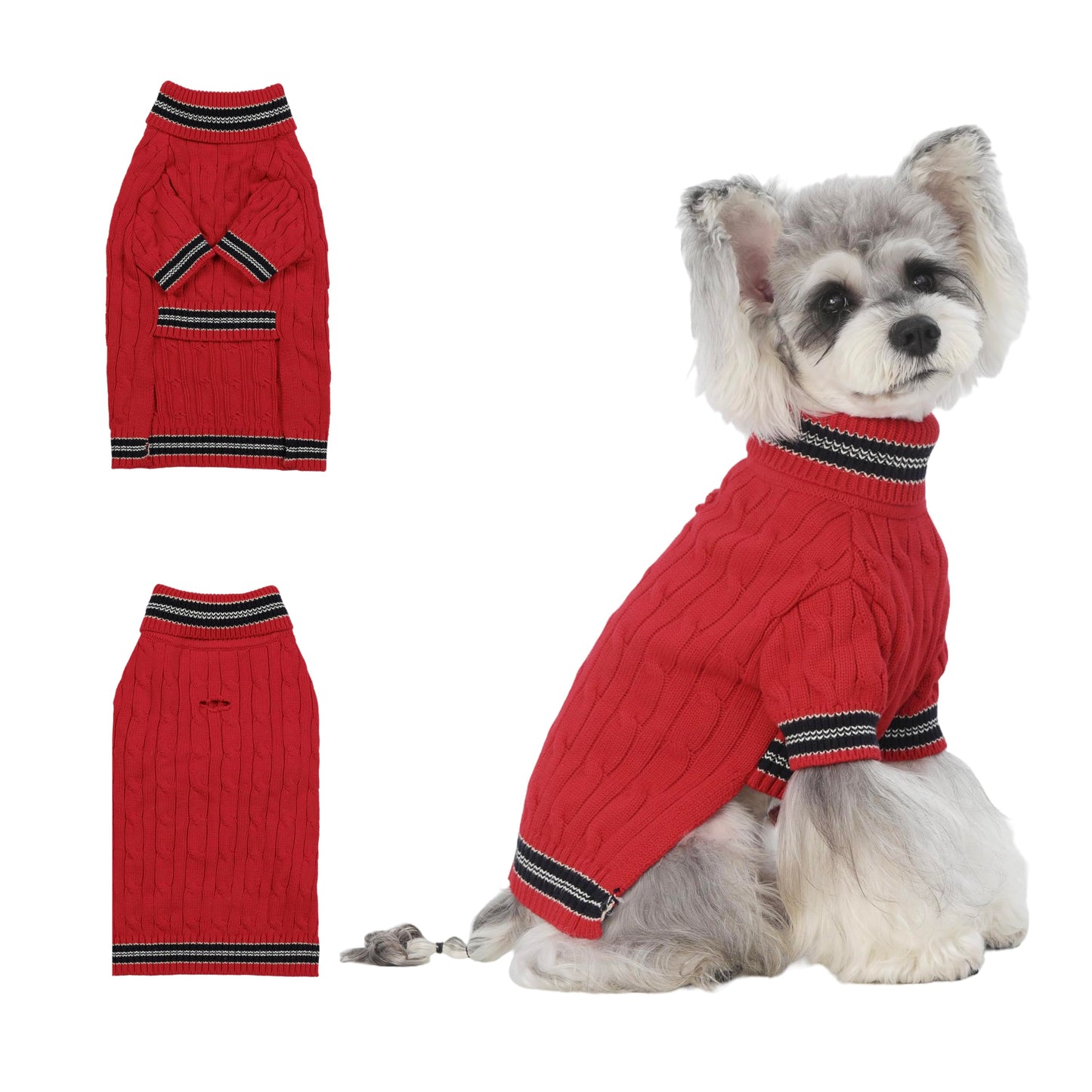 Small/Medium Dog Sweater, Warm Dog Winter Coat w/Sleeves, Comfortable High Neck & Leash Hole, Premium Dog Clothes for Schnauzer-Best for Holidays, Daily Walks M Apricot