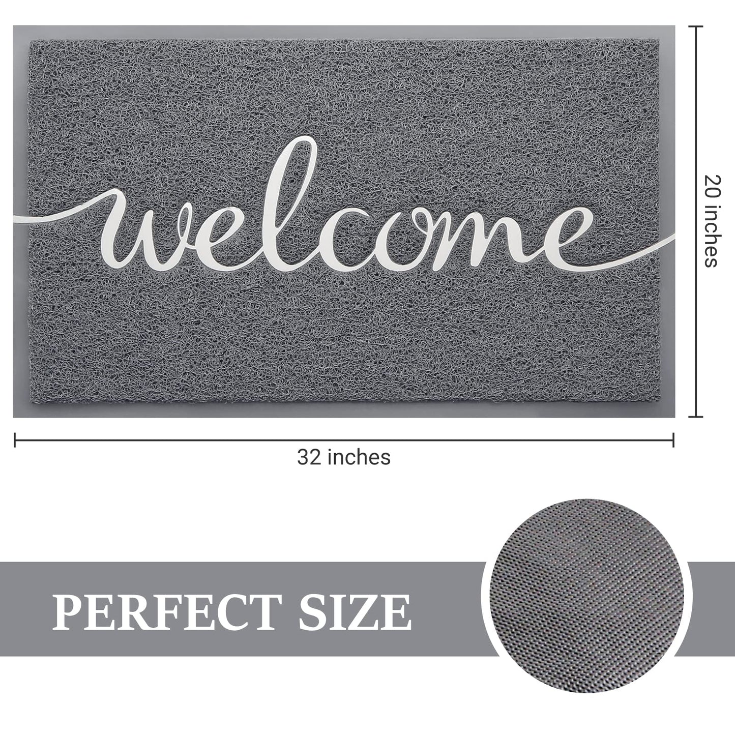 BeneathYourFeet Door Mat (30"x17.5",Black), Welcome Mat Low Profile Front Doormat Floor Mat Non Slip Rugs for Entryway, Patio, High Traffic Areas