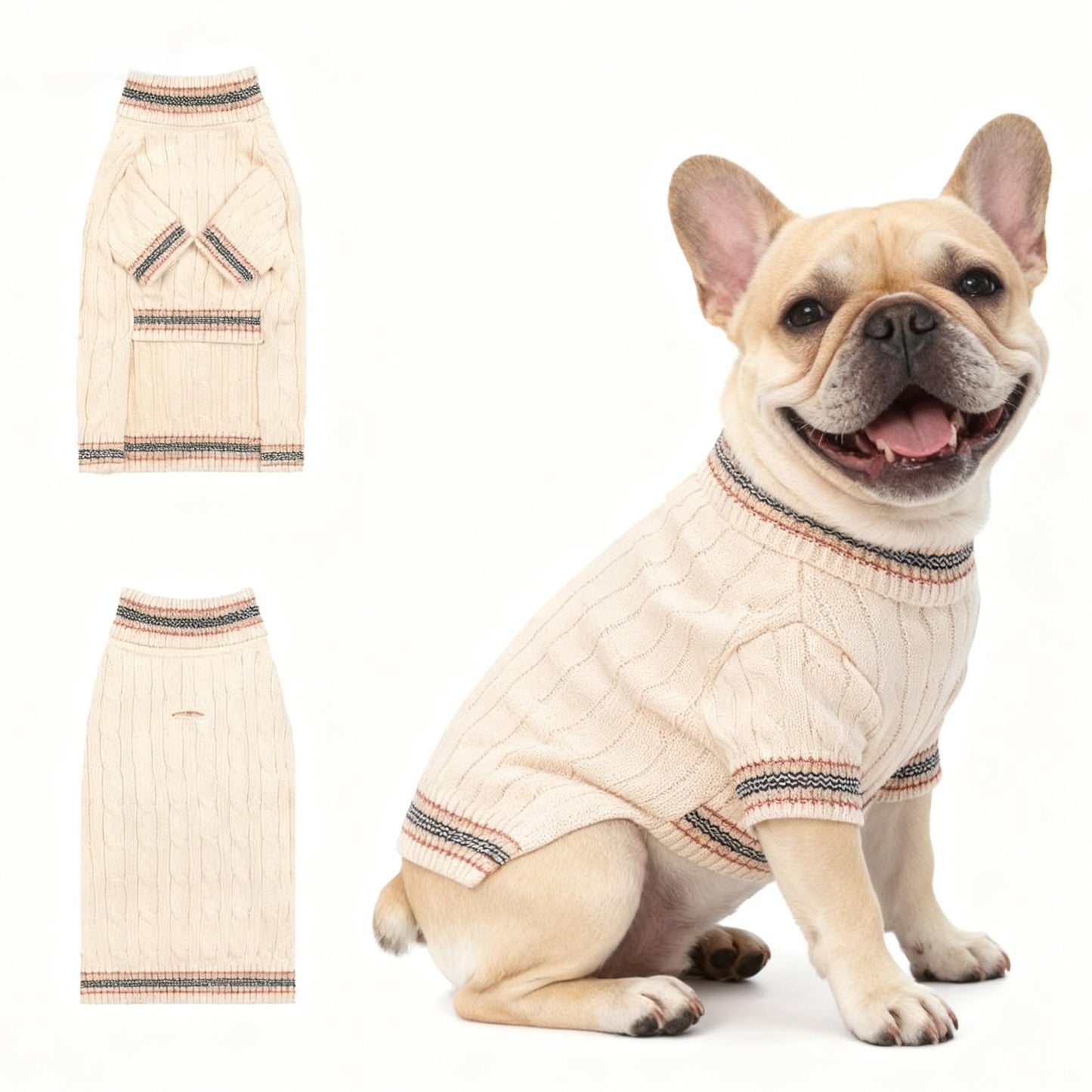 Small/Medium Dog Sweater, Warm Dog Winter Coat w/Sleeves, Comfortable High Neck & Leash Hole, Premium Dog Clothes for Schnauzer-Best for Holidays, Daily Walks M Apricot