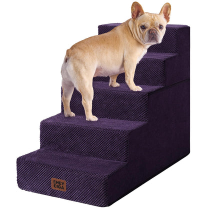 EHEYCIGA Dog Stairs for Bed 18" H, 4-Step Dog Steps for High Bed, Pet Steps for Small Dogs and Cats, Non-Slip Balanced Pet Ramp Indoor, Grey