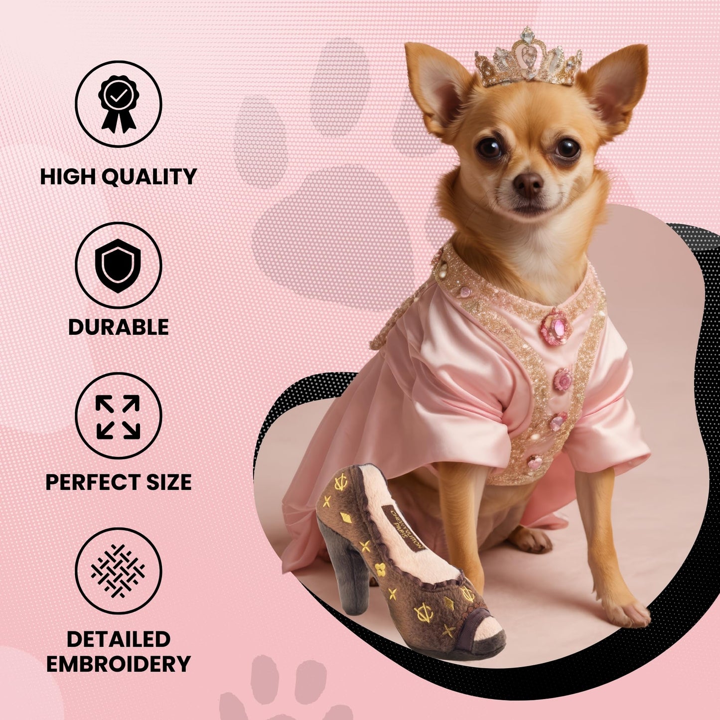 Diggin Designs Sniffany & Co Squeaky Plush Dog Toy Purse | Luxury-Inspired Parody Designer Handbag with Built-in Squeaker, Soft Plush Fashion Dog Toy – Haute Couture Purses & Handbags