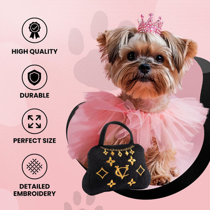 Diggin Designs Sniffany & Co Squeaky Plush Dog Toy Purse | Luxury-Inspired Parody Designer Handbag with Built-in Squeaker, Soft Plush Fashion Dog Toy – Haute Couture Purses & Handbags