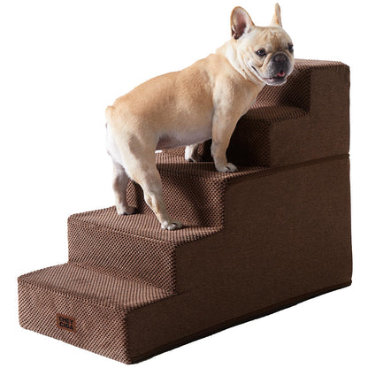 EHEYCIGA Dog Stairs for Bed 18" H, 4-Step Dog Steps for High Bed, Pet Steps for Small Dogs and Cats, Non-Slip Balanced Pet Ramp Indoor, Grey