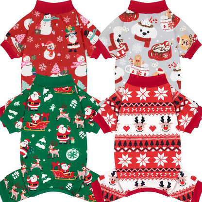 XPUDAC 4 Pack Dog Pajamas Soft Strechy Summer Dog Pjs Puppy Clothes for Small Medium Dogs Boy Girl Cat Pet Outfits, M