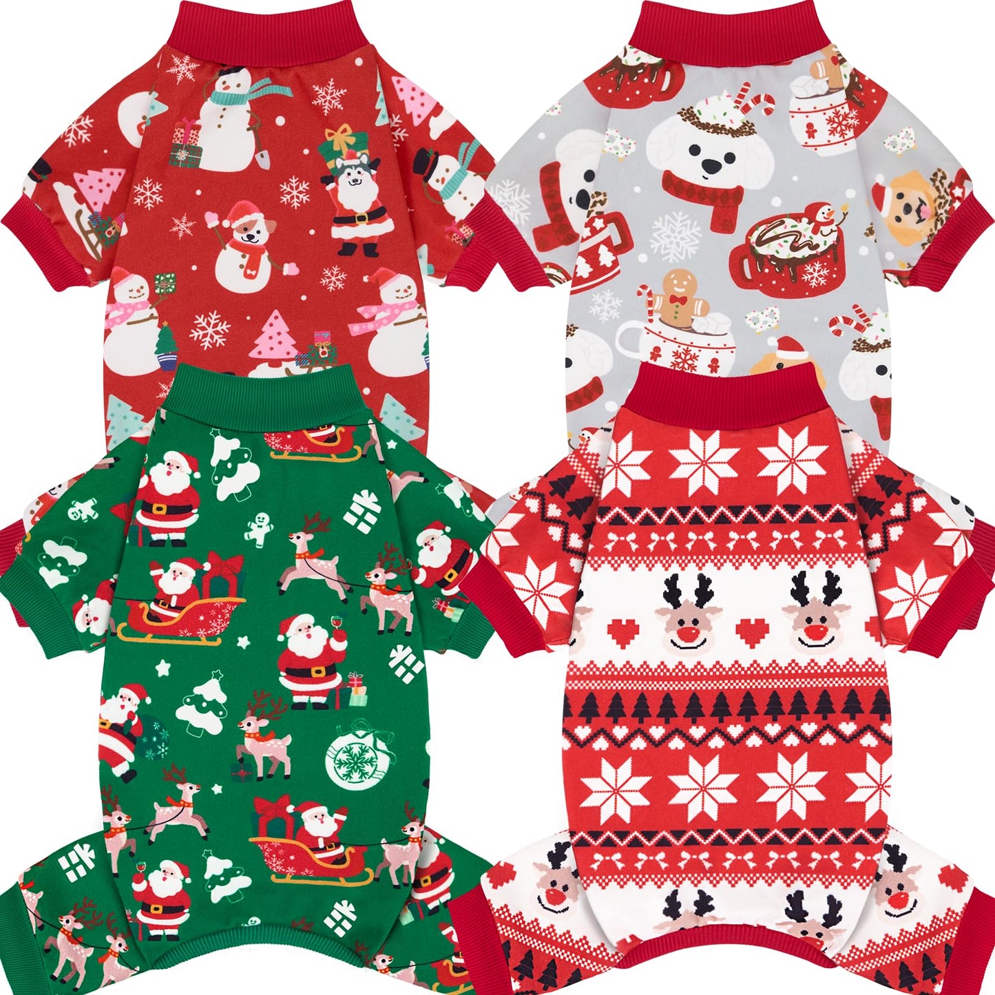 XPUDAC 4 Pack Dog Pajamas Soft Strechy Summer Dog Pjs Puppy Clothes for Small Medium Dogs Boy Girl Cat Pet Outfits, M