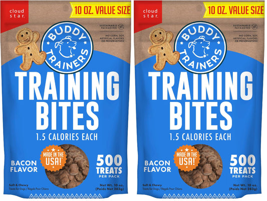 Buddy Biscuits Trainers 10 Oz. Pouch of Training Bites Soft & Chewy Dog Treats Made with Bacon Flavor