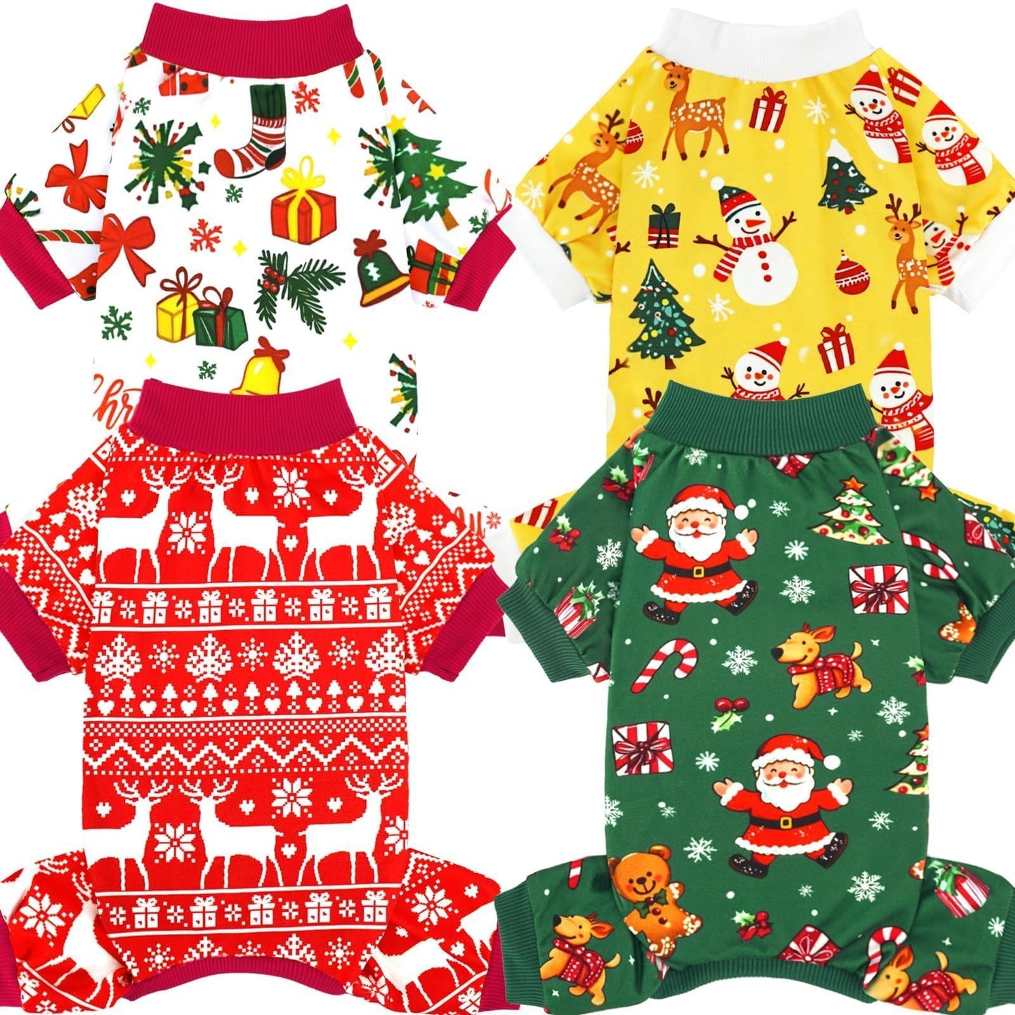 XPUDAC 4 Pack Dog Pajamas Soft Strechy Summer Dog Pjs Puppy Clothes for Small Medium Dogs Boy Girl Cat Pet Outfits, M