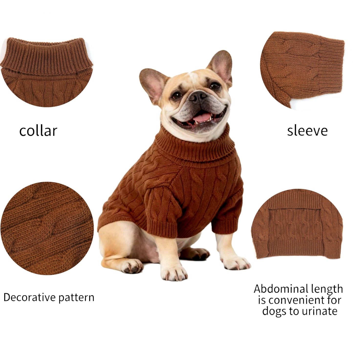 Small/Medium Dog Sweater, Warm Dog Winter Coat w/Sleeves, Comfortable High Neck & Leash Hole, Premium Dog Clothes for Schnauzer-Best for Holidays, Daily Walks M Apricot