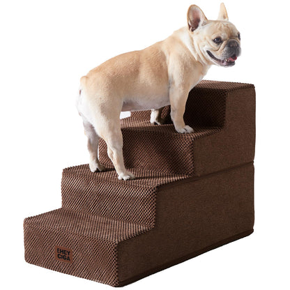 EHEYCIGA Dog Stairs for Bed 18" H, 4-Step Dog Steps for High Bed, Pet Steps for Small Dogs and Cats, Non-Slip Balanced Pet Ramp Indoor, Grey