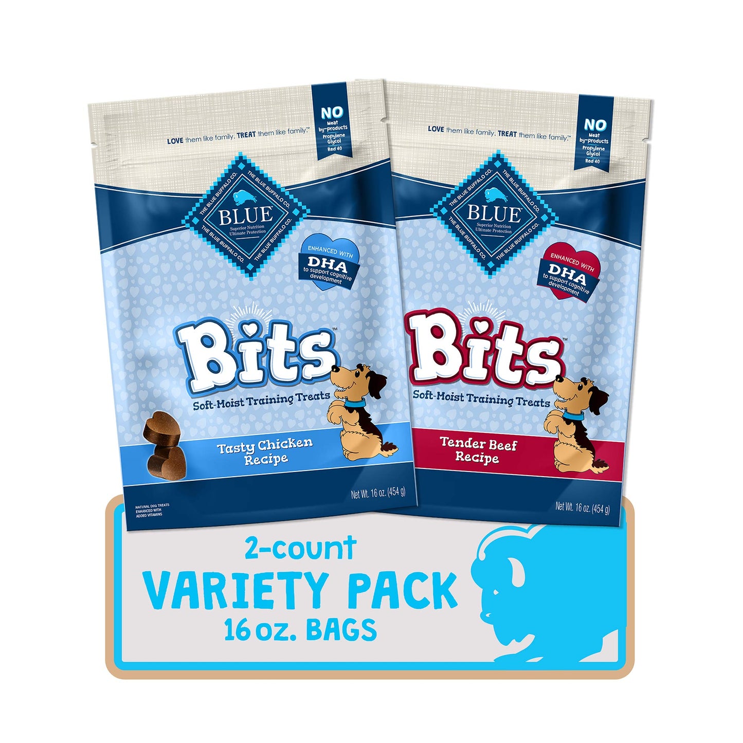 Blue Buffalo Bits Soft Dog Treats for Training, Made with Natural Ingredients & Enhanced with DHA, Beef Recipe, 19-oz Bag