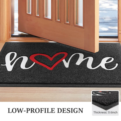 BeneathYourFeet Door Mat (30"x17.5",Black), Welcome Mat Low Profile Front Doormat Floor Mat Non Slip Rugs for Entryway, Patio, High Traffic Areas