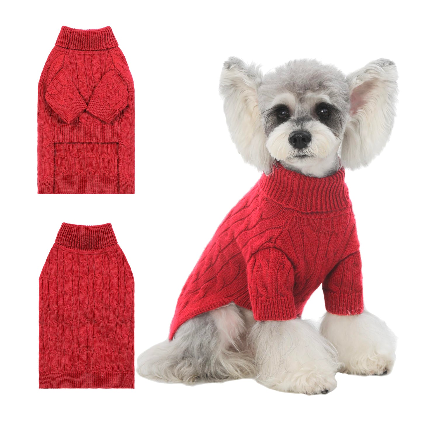 Small/Medium Dog Sweater, Warm Dog Winter Coat w/Sleeves, Comfortable High Neck & Leash Hole, Premium Dog Clothes for Schnauzer-Best for Holidays, Daily Walks M Apricot
