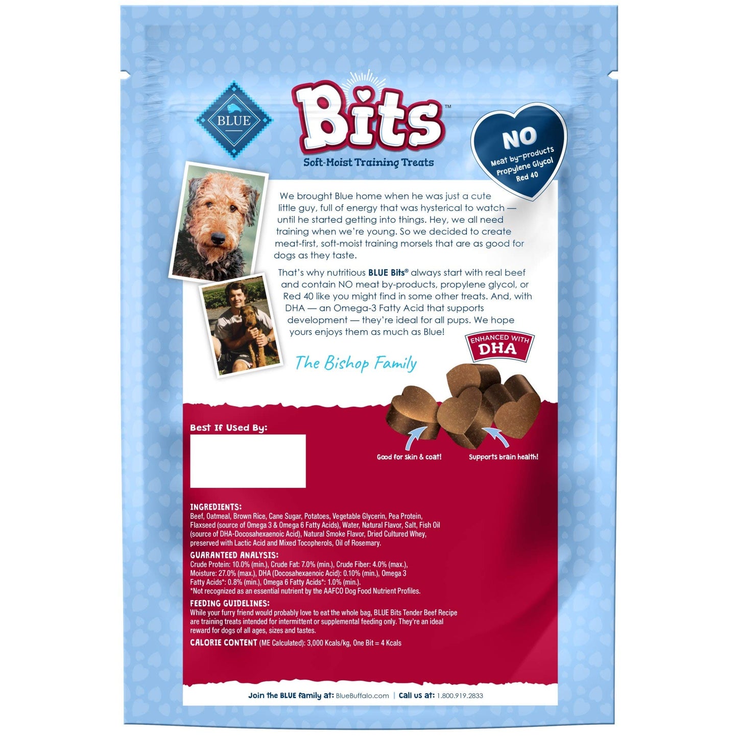 Blue Buffalo Bits Soft Dog Treats for Training, Made with Natural Ingredients & Enhanced with DHA, Beef Recipe, 19-oz Bag