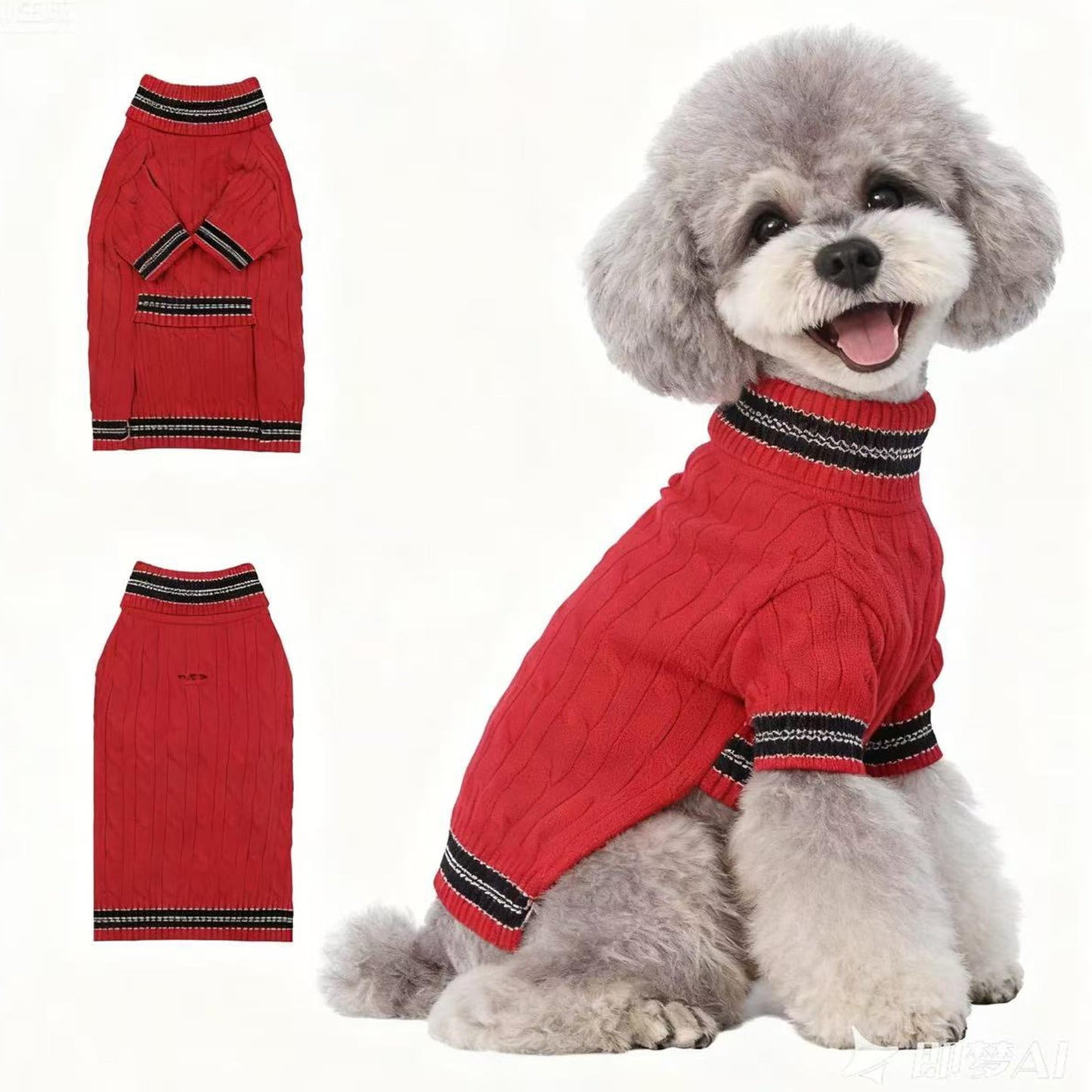 Small/Medium Dog Sweater, Warm Dog Winter Coat w/Sleeves, Comfortable High Neck & Leash Hole, Premium Dog Clothes for Schnauzer-Best for Holidays, Daily Walks M Apricot