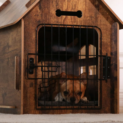 Dog House Indoor for Small Dogs or Cats, Cozy Wooden Design, Small Indoor Bed House, with Air Vents and Elevated Floor Warm Dog Cave