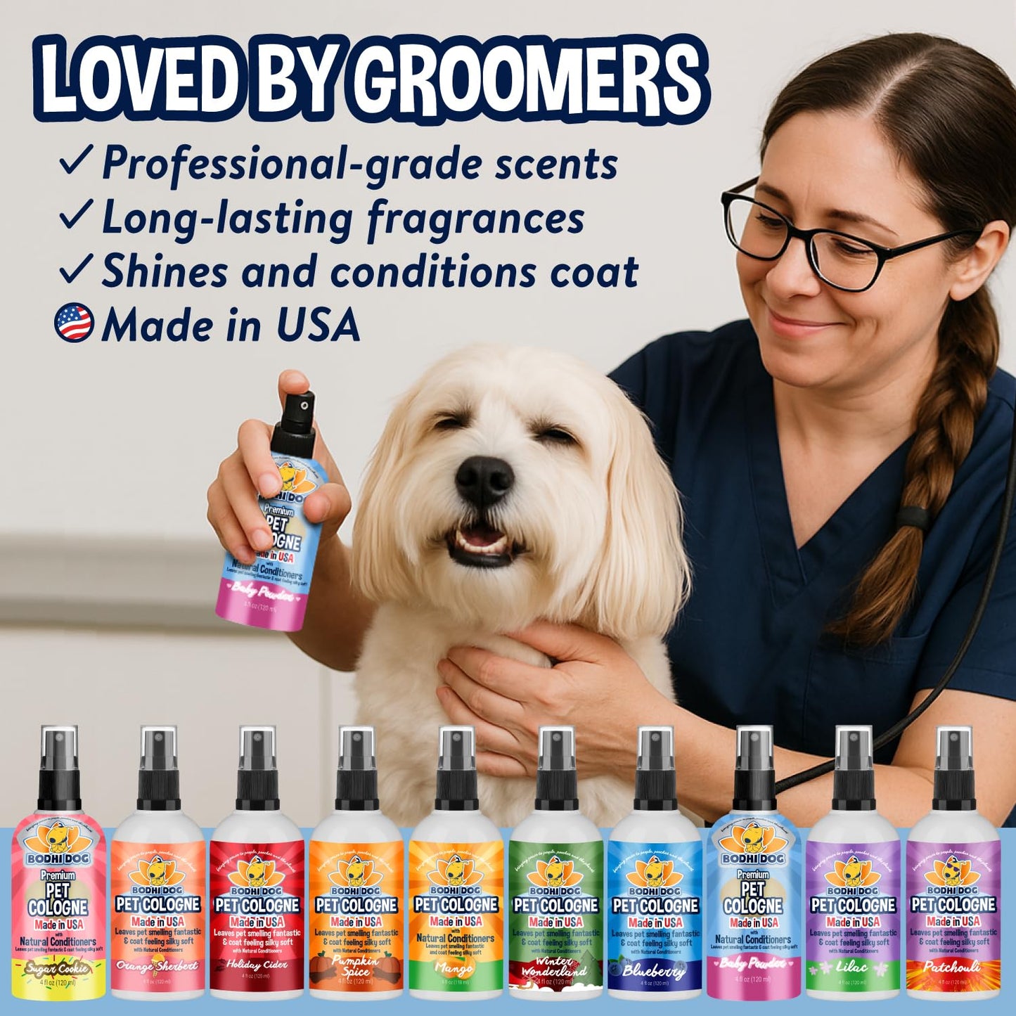 Bodhi Dog Premium Dog Cologne - Deodorizing Dog Perfume & Conditioner for Dogs & Cats - Natural Long Lasting Spray - Keeps Pets Fresh All Day - Gentle & Safe Formula, Made in USA (Baby Powder 4 Fl Oz)