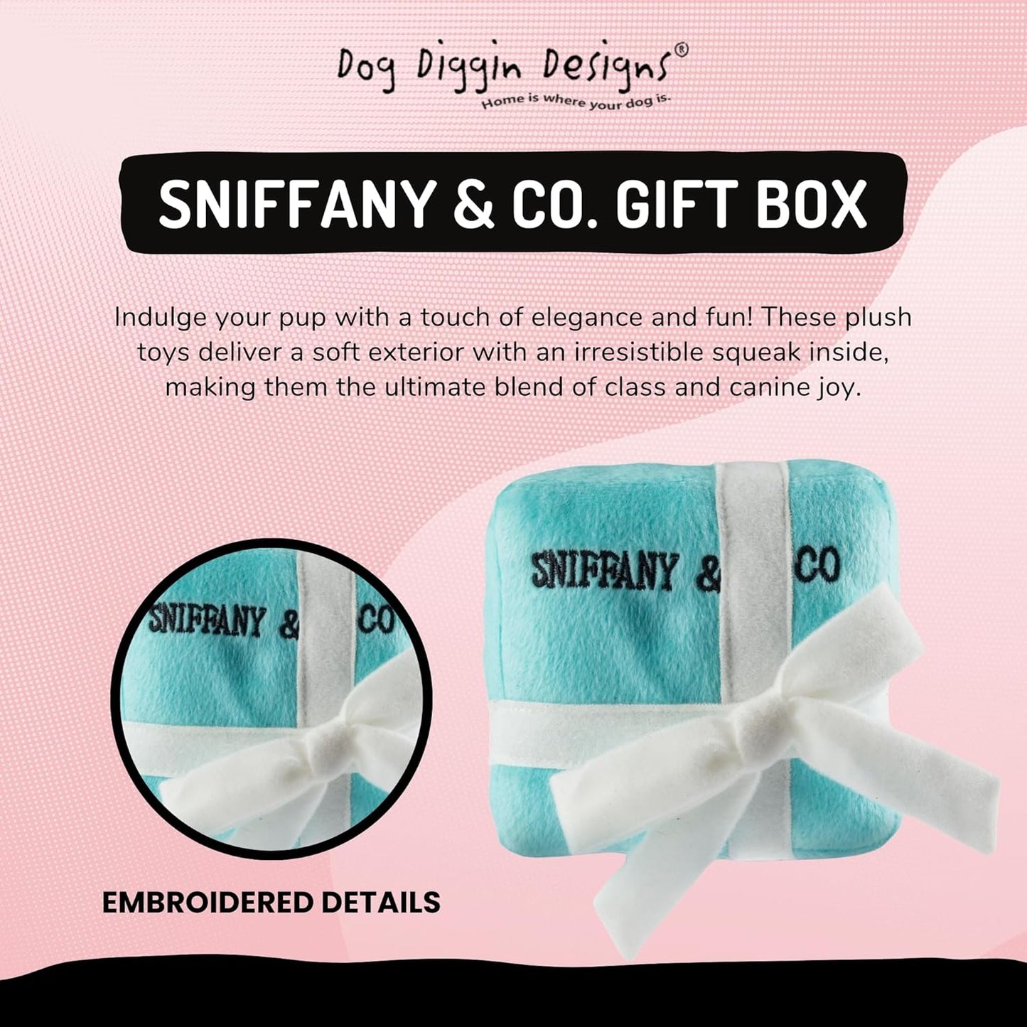 Diggin Designs Sniffany & Co Squeaky Plush Dog Toy Purse | Luxury-Inspired Parody Designer Handbag with Built-in Squeaker, Soft Plush Fashion Dog Toy – Haute Couture Purses & Handbags