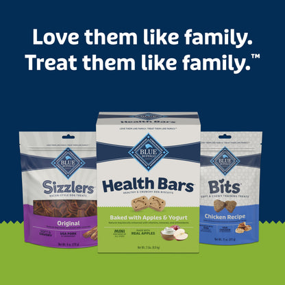 Blue Buffalo Health Bars Mini Crunchy Dog Biscuits, Oven-Baked with Natural Ingredients, Apples & Yogurt, 16-oz Bag