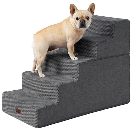 EHEYCIGA Dog Stairs for Bed 18" H, 4-Step Dog Steps for High Bed, Pet Steps for Small Dogs and Cats, Non-Slip Balanced Pet Ramp Indoor, Grey