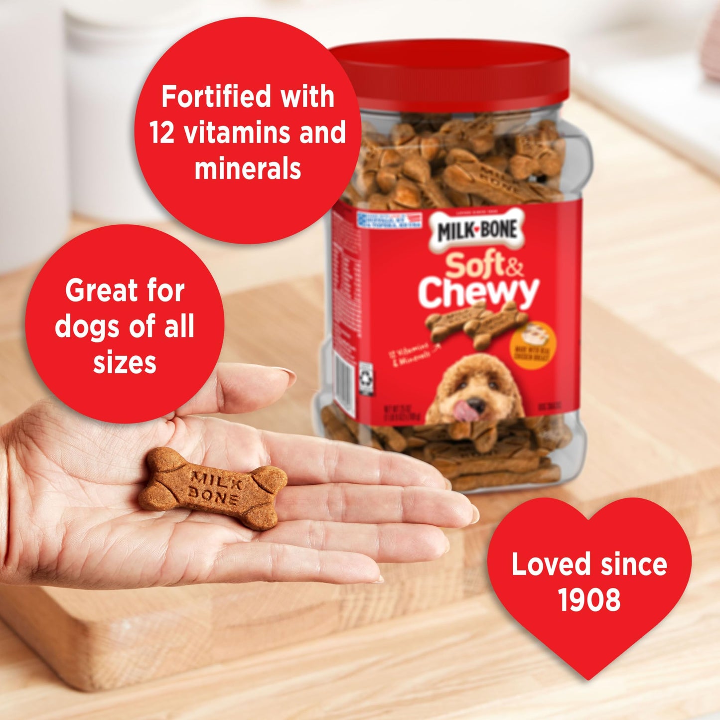 Milk-Bone Soft & Chewy Dog Treats, Beef & Filet Mignon Recipe, 25 Ounce