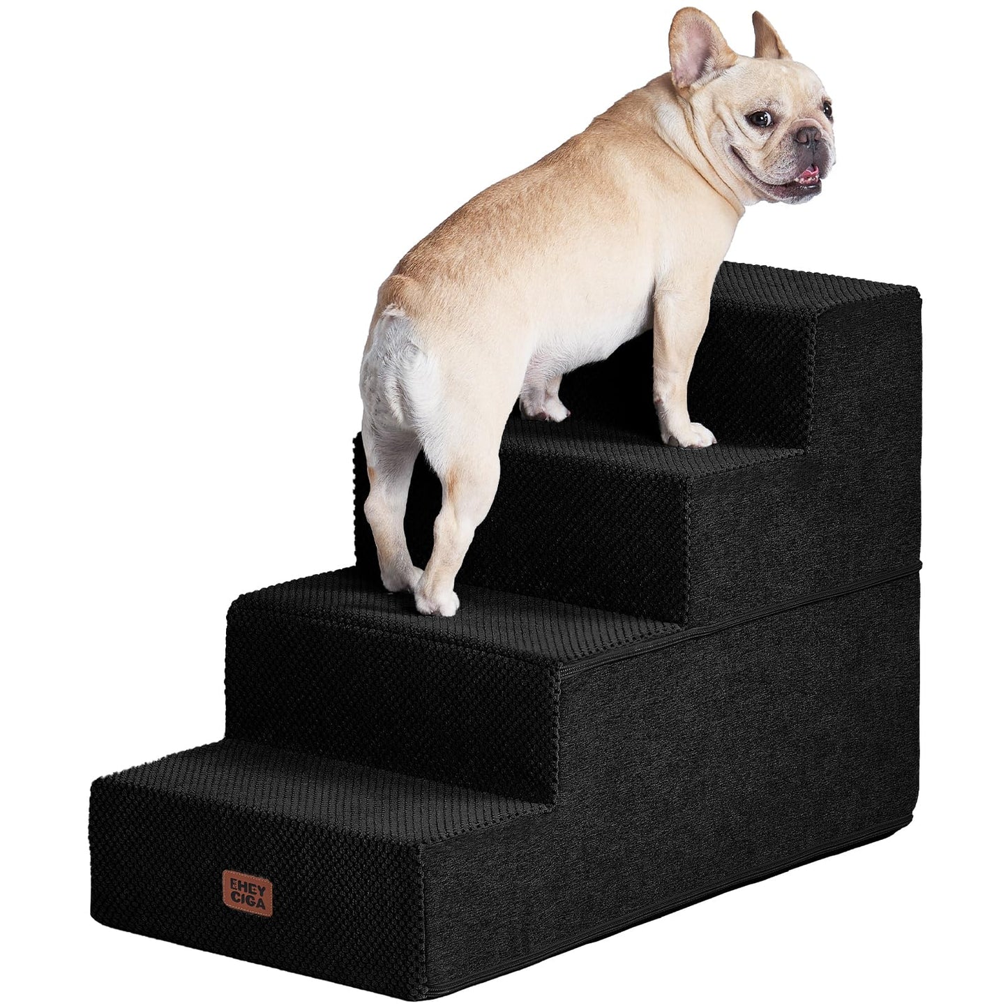 EHEYCIGA Dog Stairs for Bed 18" H, 4-Step Dog Steps for High Bed, Pet Steps for Small Dogs and Cats, Non-Slip Balanced Pet Ramp Indoor, Grey