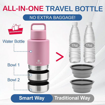Insulated Dog Travel Water Bottle With Detachable Bowls, Ideal Dog Mom Gifts for Women, Portable Water Bottle Dispenser, For Walking, Hiking, Camping, Outdoor (Pink:Best Dog Mom, 32 Oz)