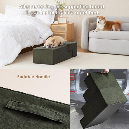 EHEYCIGA Dog Stairs for Bed 18" H, 4-Step Dog Steps for High Bed, Pet Steps for Small Dogs and Cats, Non-Slip Balanced Pet Ramp Indoor, Grey