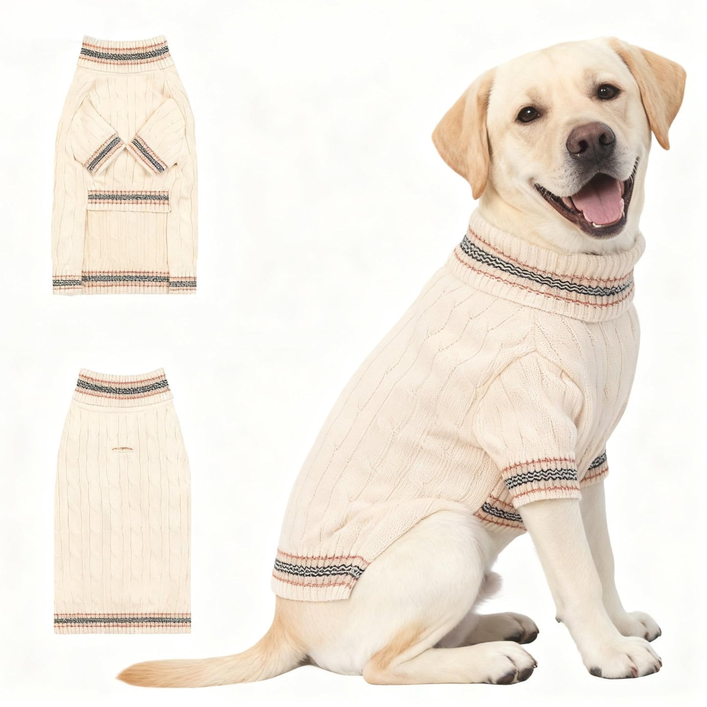 Small/Medium Dog Sweater, Warm Dog Winter Coat w/Sleeves, Comfortable High Neck & Leash Hole, Premium Dog Clothes for Schnauzer-Best for Holidays, Daily Walks M Apricot