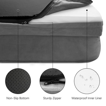 Orthopedic Dog Bed with Sides - Dog Sofa Beds for Medium Dogs, Supportive Foam Pet Couch Bed with Washable Removable Cover, Waterproof Lining and Non-Slip Bottom, Grey - M