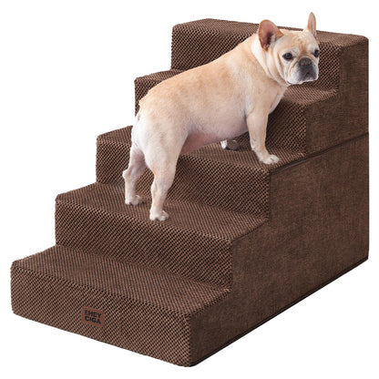 EHEYCIGA Dog Stairs for Bed 18" H, 4-Step Dog Steps for High Bed, Pet Steps for Small Dogs and Cats, Non-Slip Balanced Pet Ramp Indoor, Grey