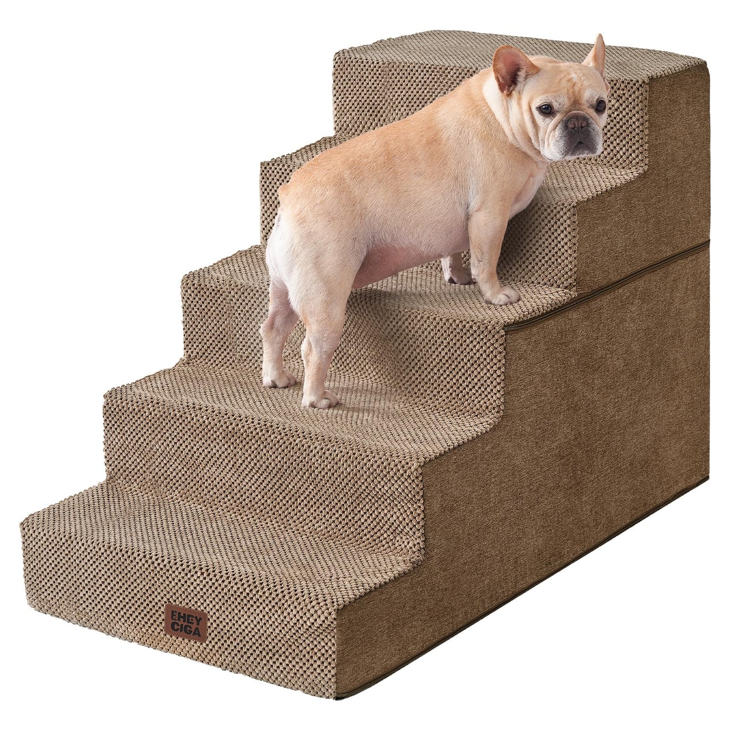 EHEYCIGA Dog Stairs for Bed 18" H, 4-Step Dog Steps for High Bed, Pet Steps for Small Dogs and Cats, Non-Slip Balanced Pet Ramp Indoor, Grey