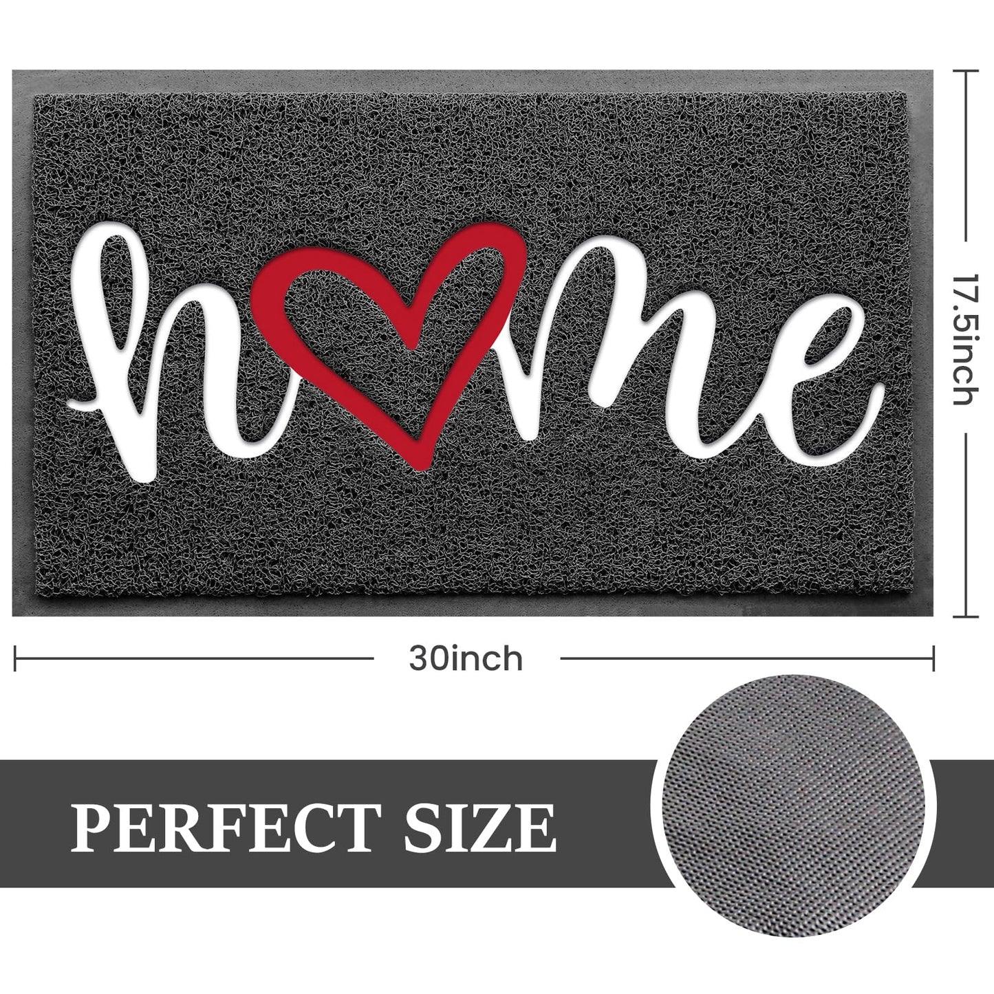 BeneathYourFeet Door Mat (30"x17.5",Black), Welcome Mat Low Profile Front Doormat Floor Mat Non Slip Rugs for Entryway, Patio, High Traffic Areas