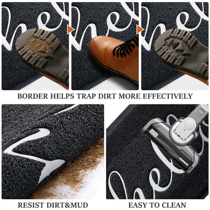 BeneathYourFeet Door Mat (30"x17.5",Black), Welcome Mat Low Profile Front Doormat Floor Mat Non Slip Rugs for Entryway, Patio, High Traffic Areas