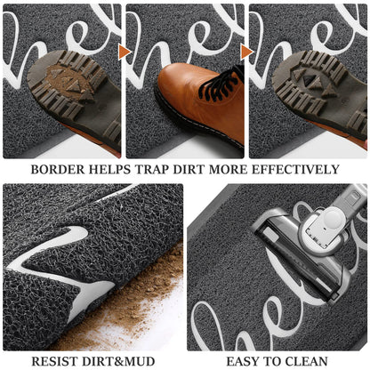 BeneathYourFeet Door Mat (30"x17.5",Black), Welcome Mat Low Profile Front Doormat Floor Mat Non Slip Rugs for Entryway, Patio, High Traffic Areas