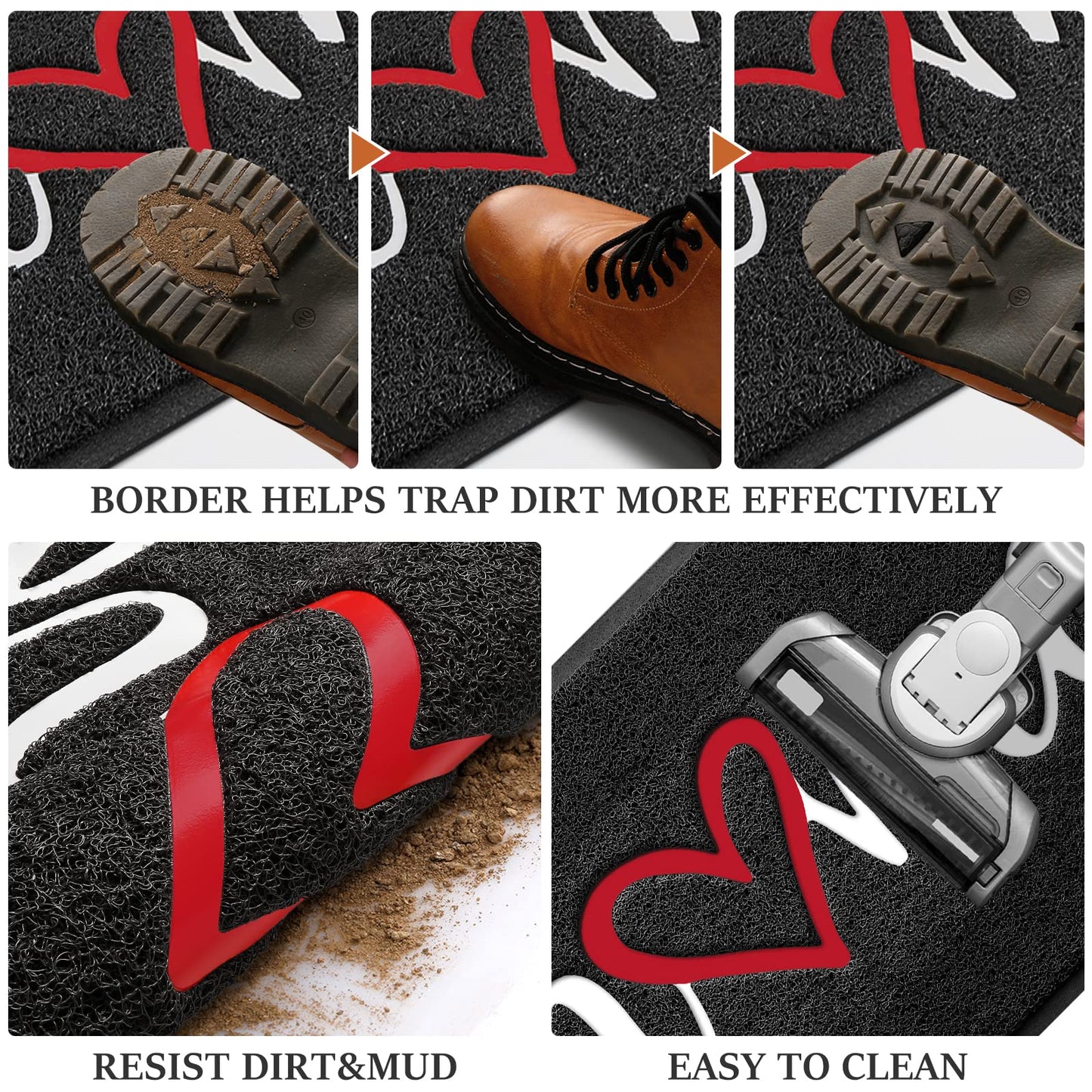 BeneathYourFeet Door Mat (30"x17.5",Black), Welcome Mat Low Profile Front Doormat Floor Mat Non Slip Rugs for Entryway, Patio, High Traffic Areas