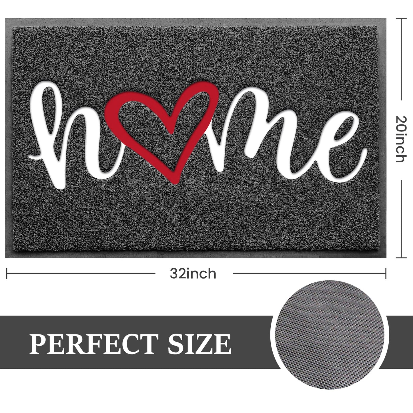 BeneathYourFeet Door Mat (30"x17.5",Black), Welcome Mat Low Profile Front Doormat Floor Mat Non Slip Rugs for Entryway, Patio, High Traffic Areas
